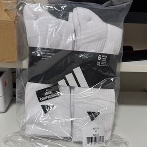 adidas Men's White Crew Socks - 6 Pack XL